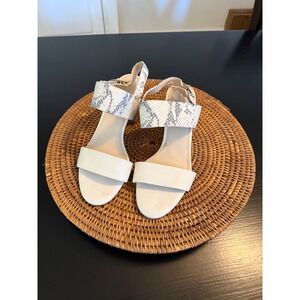 Cole Haan ‎ White Snakeskin Block Heel Sandals Womens 8.5 B